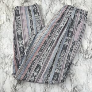 Vintage 90s Small Aztec Cotton Woven Taper Leg Parachute Pants Casual Lounge
